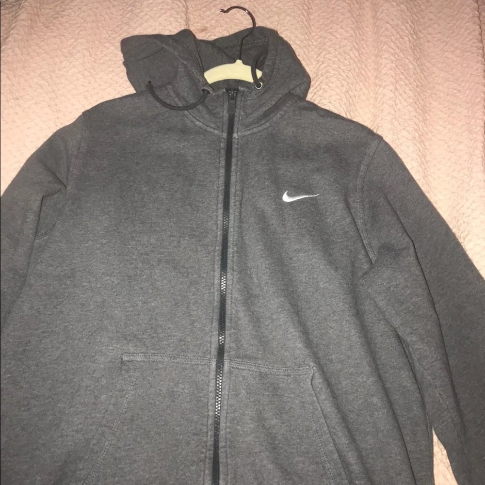 Grey Nike Zip Up Hoodie